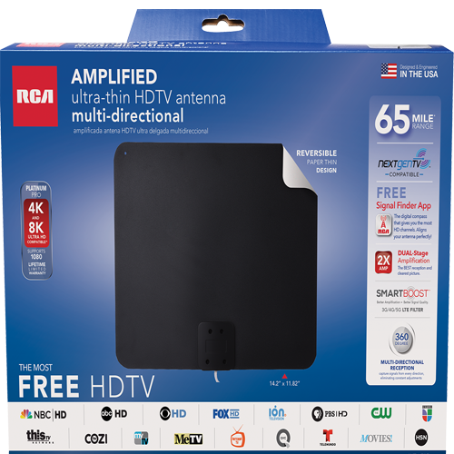 ANT1170E - Amplified Ultra-Thin HDTV Antenna - Multi-Directional