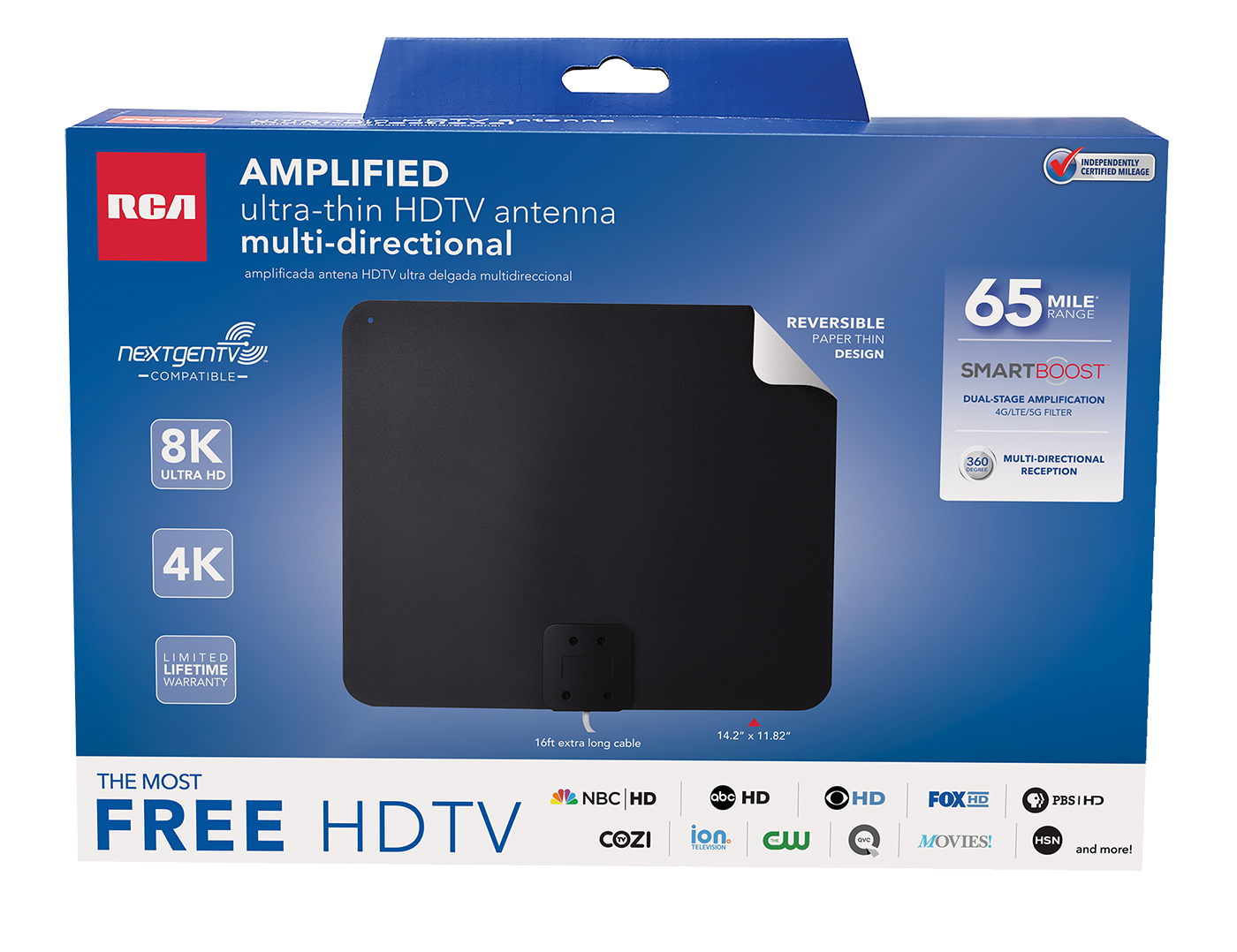 ANT1170E - Amplified Ultra-Thin HDTV Antenna - Multi-Directional