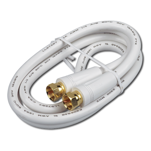 VH603WHR - 3 Foot Digital RG6 Coaxial Cable in White Color