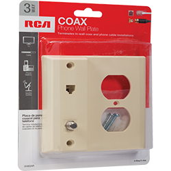 VH63AR - Wall Plate w/ 3 RCA Jacks - Almond