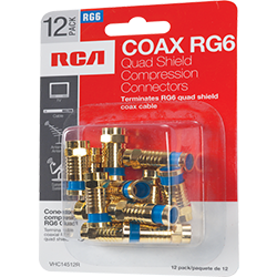 VHC14512R - RG6 Quad Compression Connector - 12 Pack