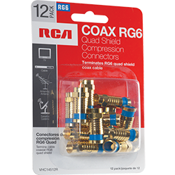 VHC14512R - RG6 Quad Compression Connector - 12 Pack